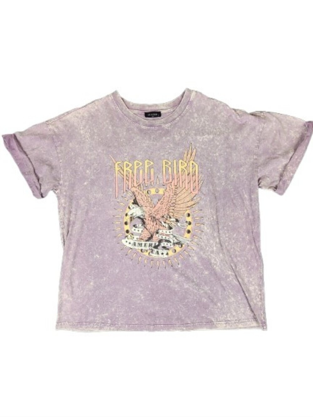 Zutter Free Bird Lavender Graphic Tee Streetwear Retro Style Womens Small